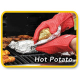 JML silicone cooking gloves in red for safe grilling and oven use, heat-resistant and flexible
