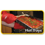 JML silicone cooking gloves in red for safe handling of hot trays and cookware