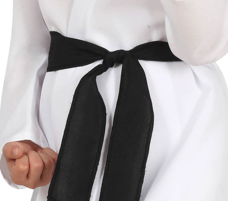 Kids Karate Costume 10-12 white uniform with black belt tied around waist for martial arts