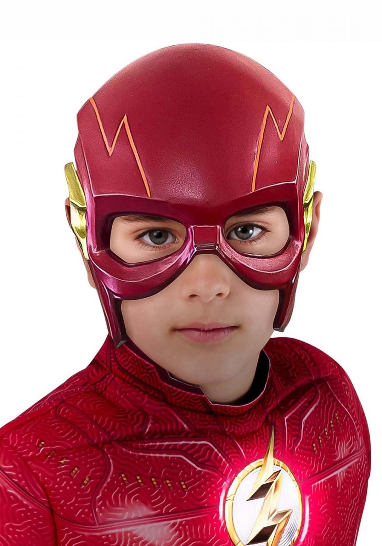Kids Fancy Dress kids superhero mask red with yellow lightning bolt design for children