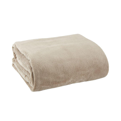 CLIKK Home Store luxurious soft blanket in beige color folded neatly for cozy comfort
