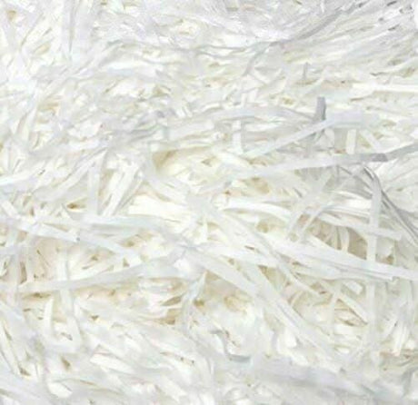 White luxury shredded tissue paper from CLICKK Home Store used for gift packaging and decoration