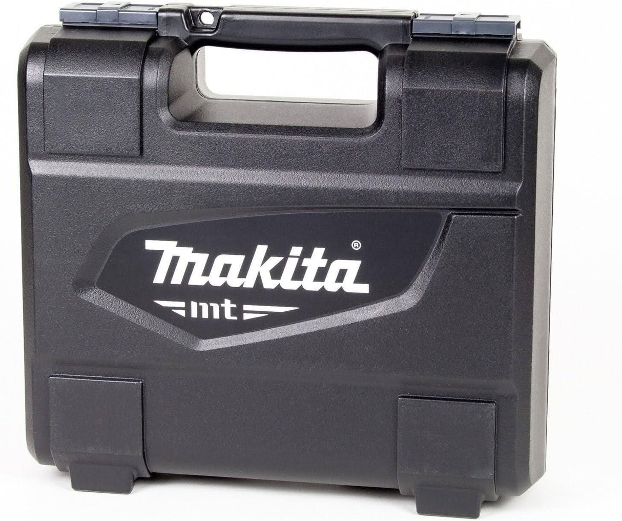 Black Makita carrying case for Makita hammer drill 240v with sturdy handle and secure latches