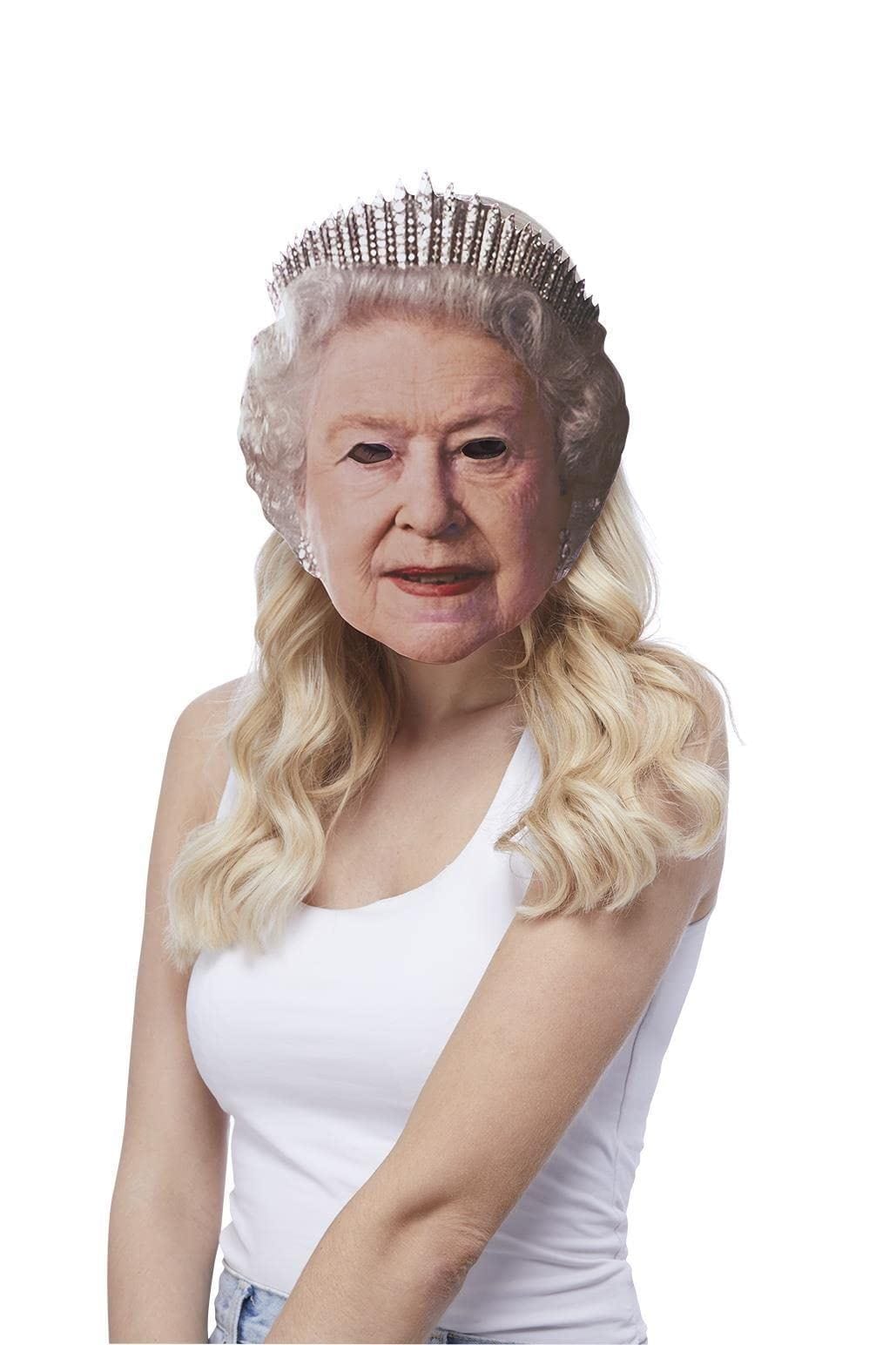 Fancy Dress QUEEN MASK The Queen Printed Card Mask
