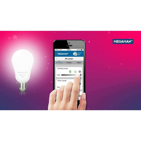 Bluetooth LED light bulb controlled via smartphone app, showcasing smart home convenience