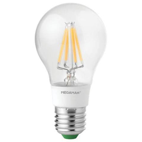 Megaman LED filament bulb with clear glass and metal screw base for energy-efficient lighting