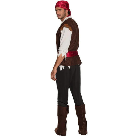 Mens Fancy Dress men's pirate costume 50 52 with red bandana brown vest and black pants