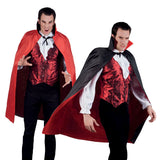 Men wearing Men's Vampire Halloween Costume with red and black capes and red velvet vests
