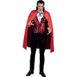 Men's Vampire Halloween Costume with red cape, black pants, and white shirt from Mens Fancy Dress