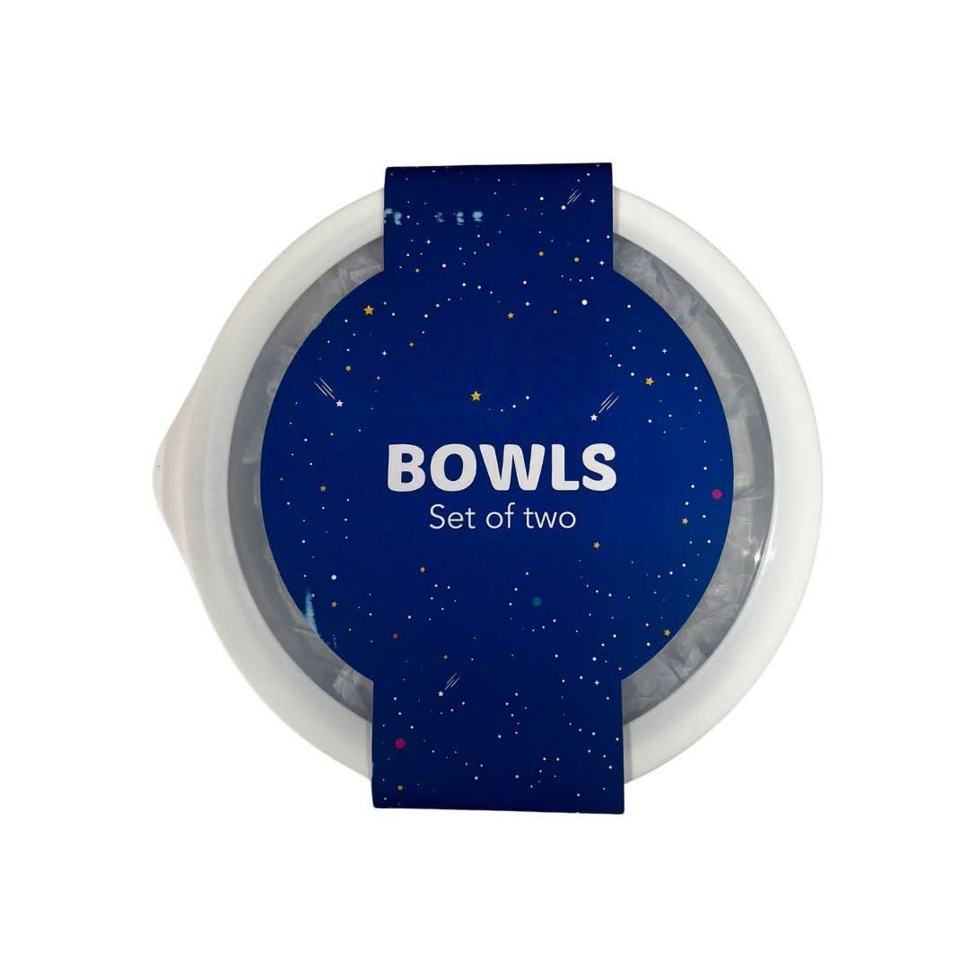 Set of two microwave safe plastic bowls from CLICKK Home Store with white lids