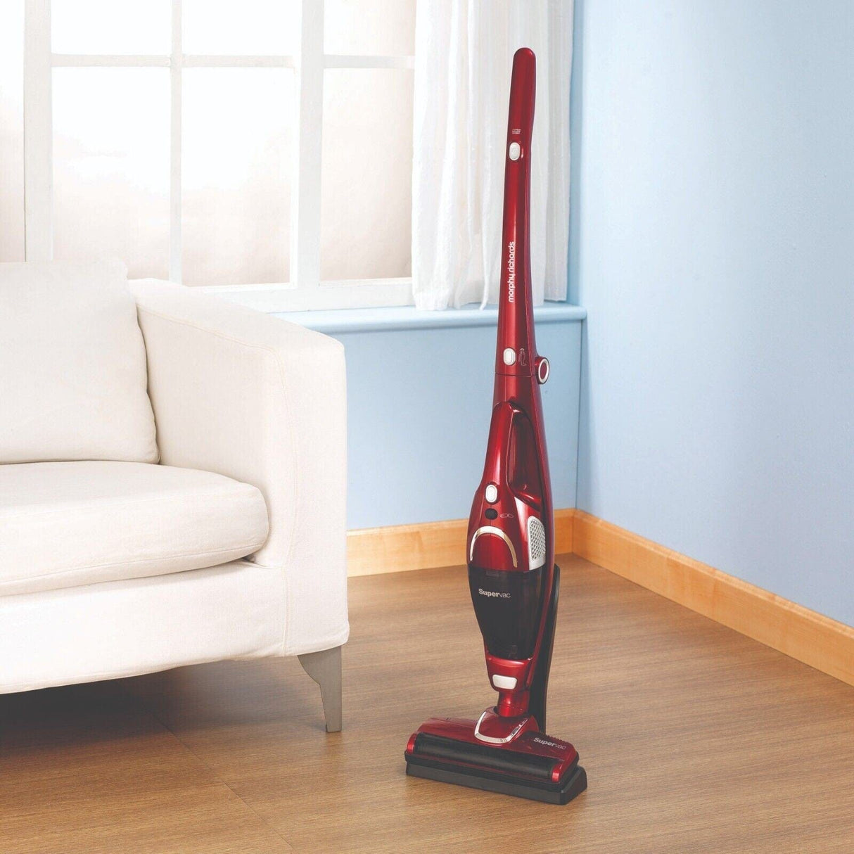CLICKK Home Store 732005 Morphy Richards 2-in-1 SuperVac 35 Cordless Vacuum Cleaner - Upright - Red