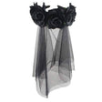 Black flower headpiece with sheer black veil accessory for Mulan children's costume