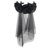 Black flower headpiece with sheer black veil accessory for Mulan children's costume