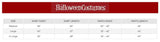 Size chart for Mens Fancy Dress Native American warrior costume XL showing chest, length, and waist measurements