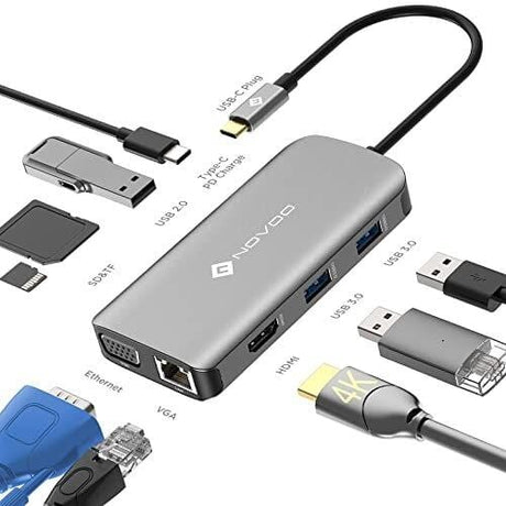 CLICKK Home Store NOVOO USB Hub Multiport adapter with HDMI VGA USB ports and SD card slots