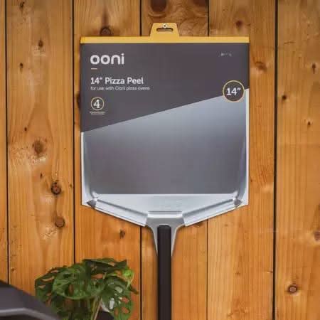 Ooni 14 inch pizza peel with aluminum blade and black handle for easy pizza transfer