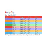 Size chart for boys including measurements for child headless horseman costume by Kids Fancy Dress