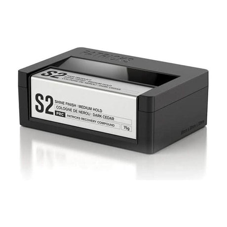 CLICKK Home Store medium hold hair gel in sleek black container with shine finish and dark cedar scent
