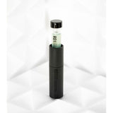 Patricks RD1 hair loss spray in transparent vial with black cap and black cylindrical holder