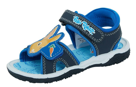 Kids Fancy Dress Peter Rabbit sports sandals in blue with adjustable straps and rabbit design