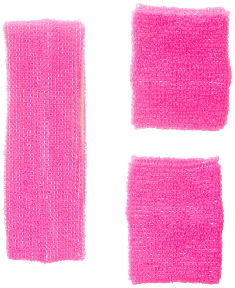 CLICCK Home Store bright pink sweatband set for sports including wristbands and headband