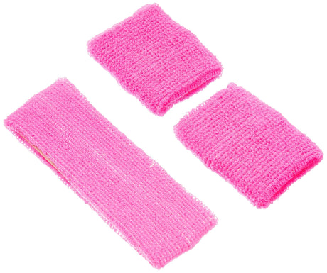 Pink sweatband set for sports including wristbands and a headband from CLICKK Home Store
