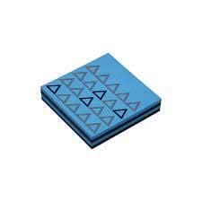Stylish PlayStation coaster set with geometric patterns in blue and grey for gaming enthusiasts