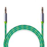 CLICKK Home Store 24K gold aux cable with green braided design and metal connectors for electronic accessories