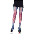 Womens Fancy Dress rainbow zebra print tights with multicolor stripes and black shoes
