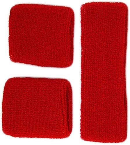 Red sweatband set for sports from CLICKK Home Store including wristbands and headband