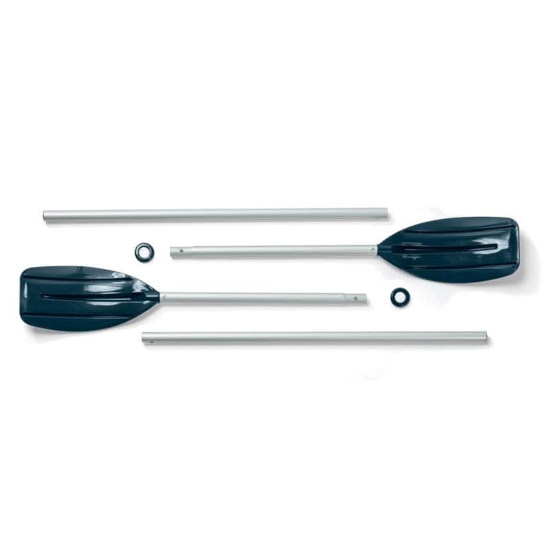 Inflatable family boat paddles with sturdy aluminum shafts and durable plastic blades for easy maneuverability