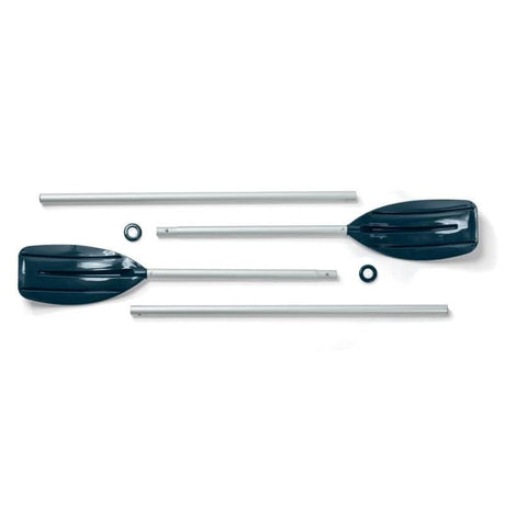 Inflatable family boat paddles with sturdy aluminum shafts and durable plastic blades for easy maneuverability