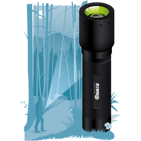 Rewind LED torch with powerful beam for outdoor adventures and emergency use