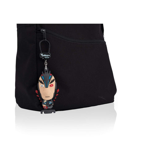 Rick and Morty Phoenix Person toy keychain hanging on black bag zipper by CLICKK Home Store