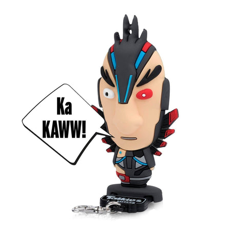Rick and Morty Phoenix Person toy keychain with colorful design and speech bubble saying Ka Kaww