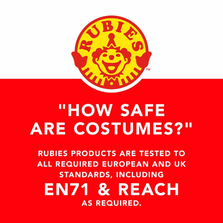 Rubies safety standards badge showing compliance with EN71 and REACH for costume products