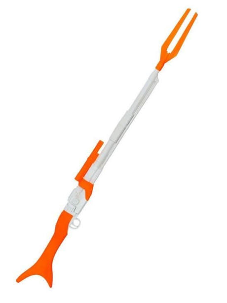 Orange and white Mandalorian blaster costume accessory with forked barrel from Fancy Dress