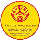 Toddler vampire costume size guide sticker from Toddler Fancy Dress by Rubies advising to check size chart for best fit