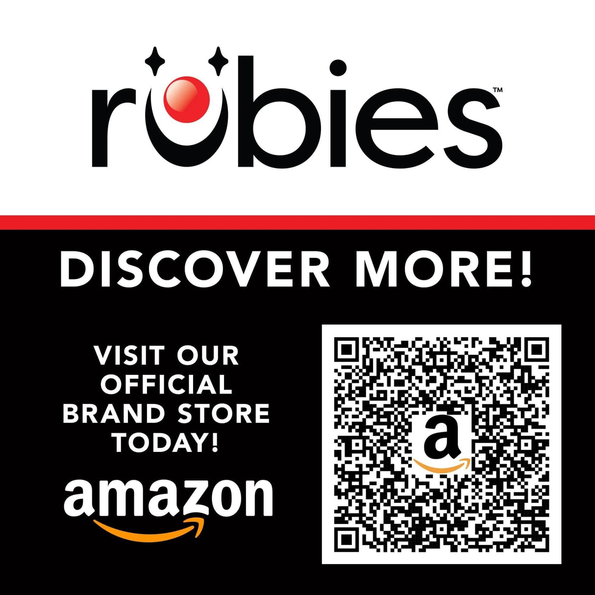 Robies brand logo and Amazon QR code banner promoting women's Harley Quinn costume from CLICKK Home Store
