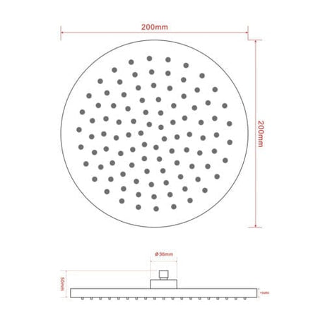 Chrome Plated Twist Round Shower Head - 200 x 200mm