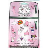 Sara M. Lyons fridge magnets set featuring playful hand gestures and expressions for everyday inspiration