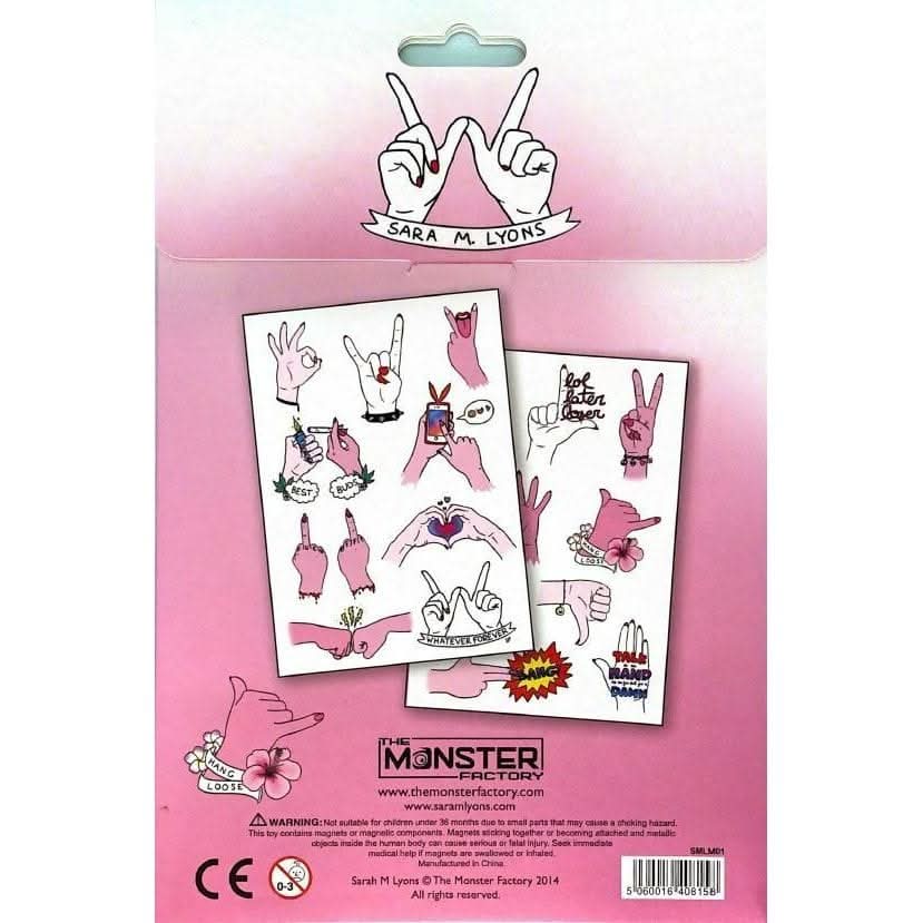 Sara M. Lyons fridge magnets featuring playful hand illustrations and colorful designs for home decor