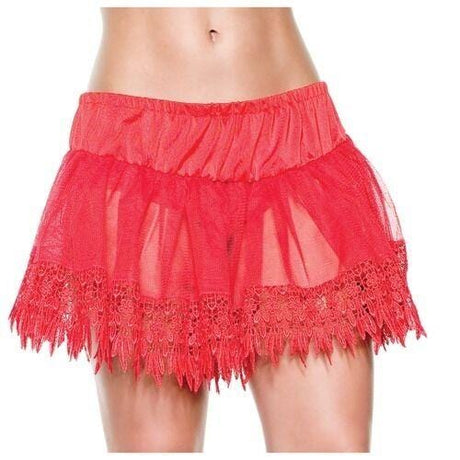 Womens Fancy Dress 8999S22002 Leg Avenue Lace Teardrop Petticoat Skirt - Red