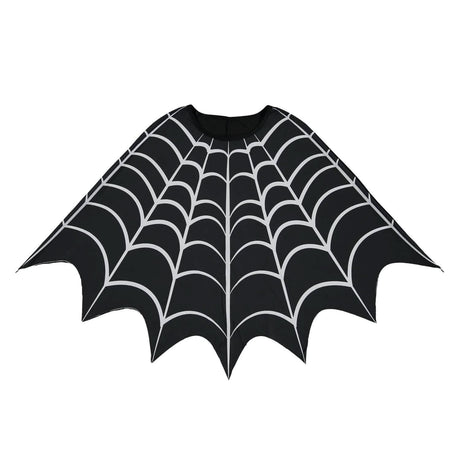 Kids Fancy Dress black spider web poncho costume with white web design for Halloween