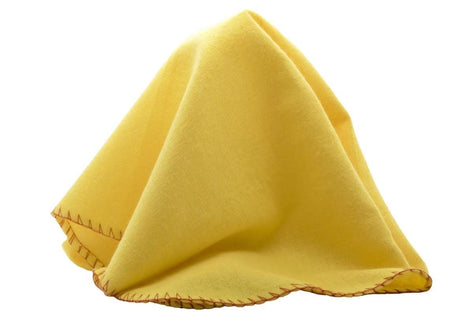Yellow cleaning cloth shown folded with stitched edges to buy Spontex dusters bulk from CLICKK Home Store