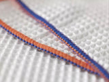 Close-up of Spontex kitchen cloths fabric texture showing orange and blue stitched edges for Spontex kitchen cloths bulk buy