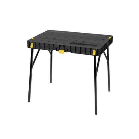 Black and Decker portable workbench for home use with foldable legs and durable plastic top
