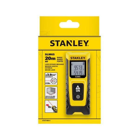 Stanley laser distance measure SLM65 with 20 meter range and easy-to-read digital display
