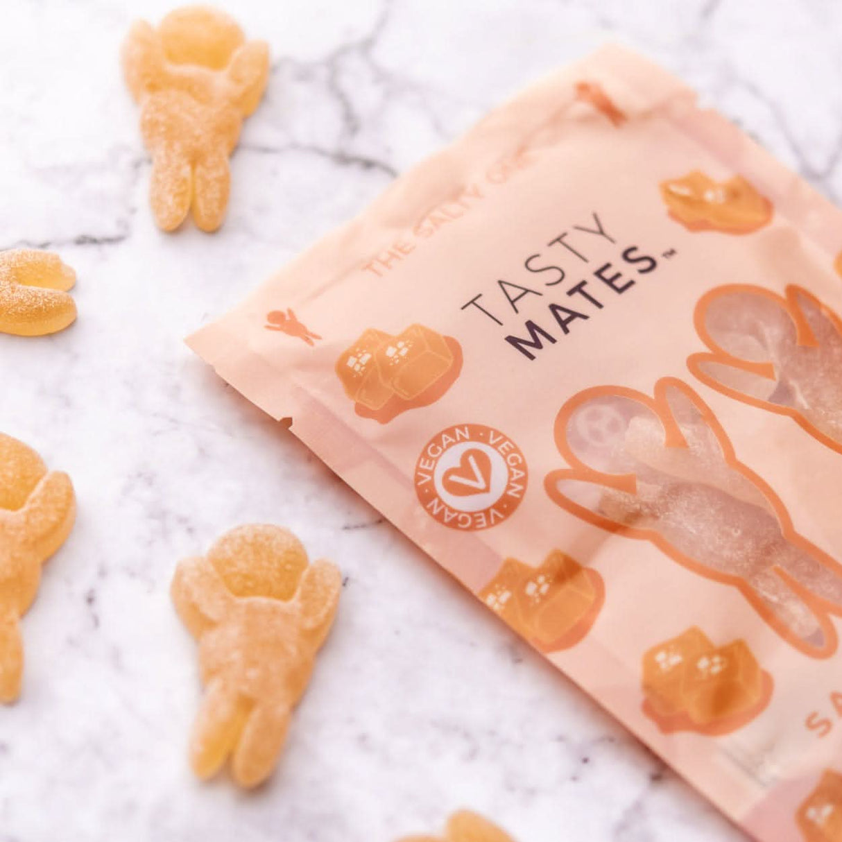 CLICKK Home Store Salted Caramel Sweets Box with vegan gummy candies shaped like humanoid figures