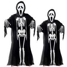 Kids Fancy Dress black ghost costume with skeleton print for teen prisoner costume